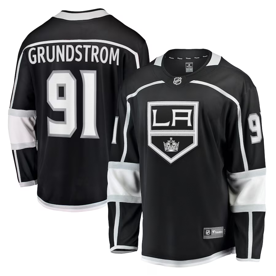 Men's Los Angeles Kings Carl Grundstrom #91 Black Home Breakaway Jersey